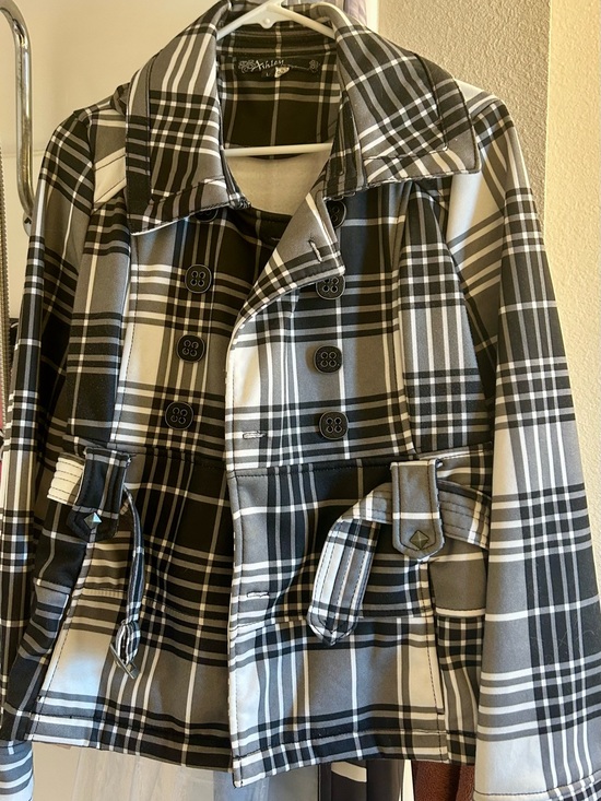 Ashley Jackets & Blazers - Plaid Double-Breasted Women’s Jacket - Black & White